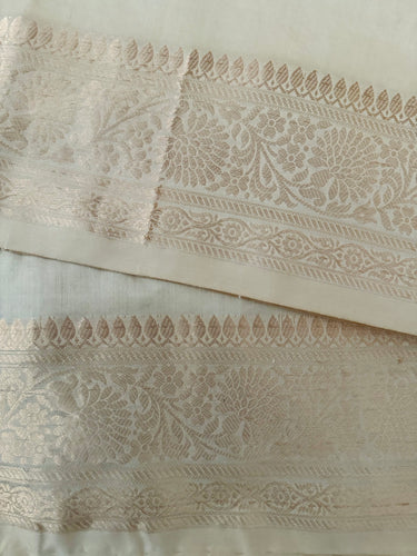 Light weight Katan Silk Saree from Banaras | Light Beige | Gold Zari | Handwoven | Silk Mark Certified | Ships from California
